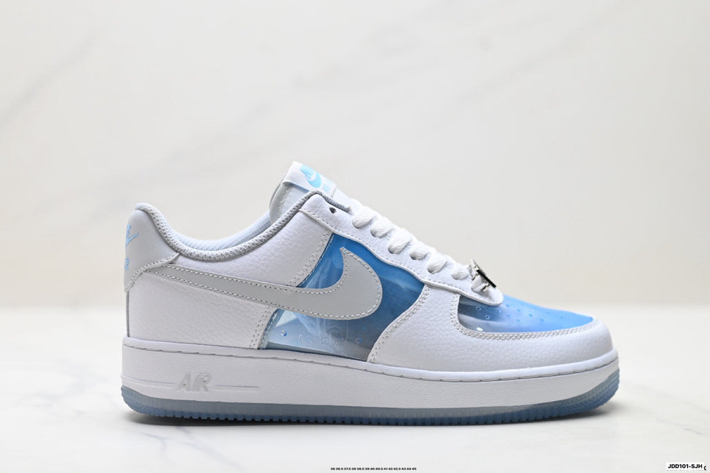 Nike Air Force 1 Low White Light Blue Gray Unisex Sneakers Style 20 detail view 2