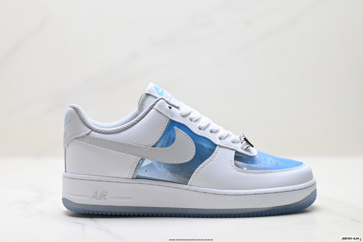 Nike Air Force 1 Low White Light Blue Gray Unisex Sneakers Style 20 detail view 2
