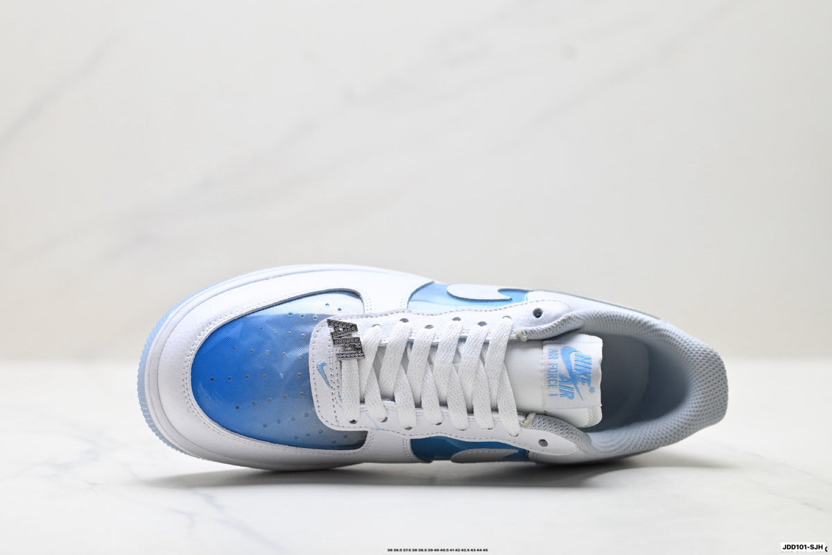 Nike Air Force 1 Low White Light Blue Gray Unisex Sneakers Style 20 detail view 3