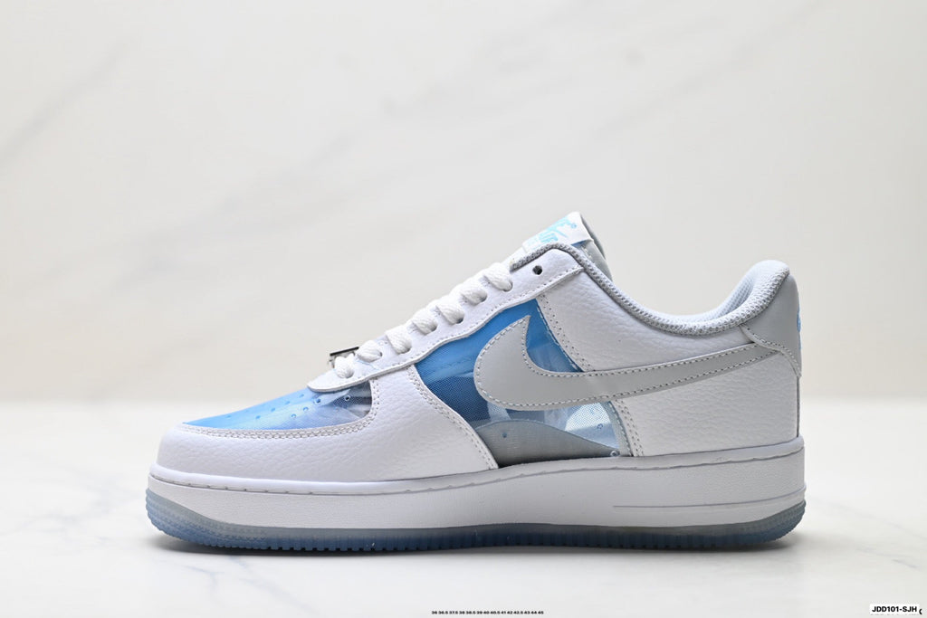 Nike Air Force 1 Low White Light Blue Gray Unisex Sneakers Style 20 detail view 4