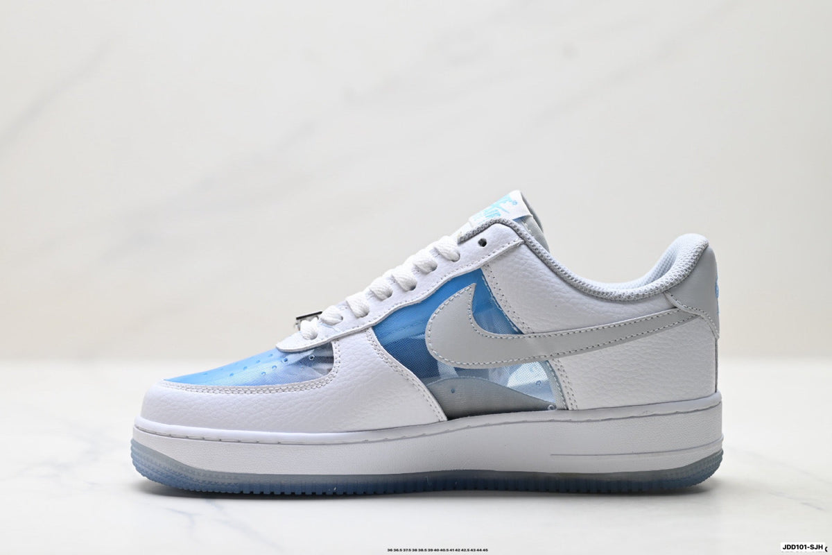 Nike Air Force 1 Low White Light Blue Gray Unisex Sneakers Style 20 detail view 4