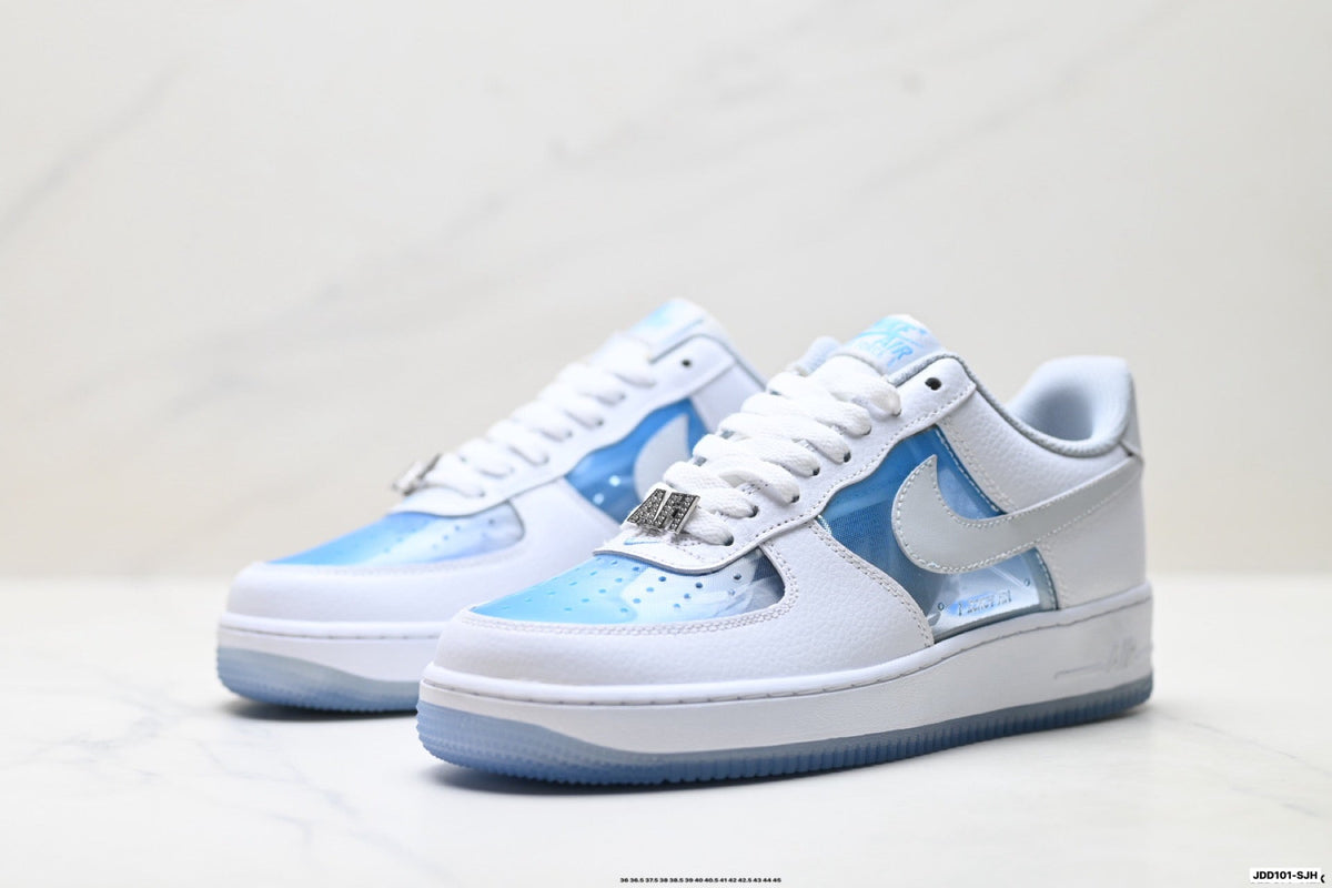Nike Air Force 1 Low White Light Blue Gray Unisex Sneakers Style 20 detail view 5