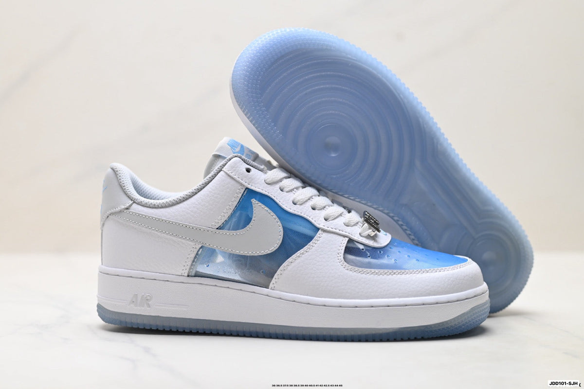 Nike Air Force 1 Low White Light Blue Gray Unisex Sneakers Style 20 detail view 6