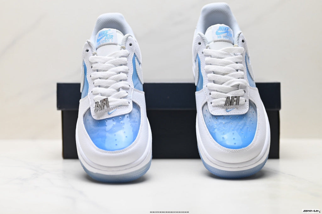 Nike Air Force 1 Low White Light Blue Gray Unisex Sneakers Style 20 detail view 8