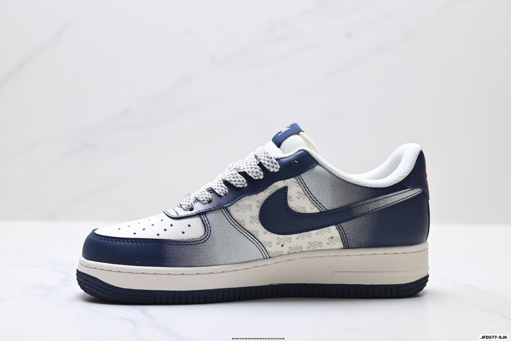 Nike Air Force 1 Low White Navy Blue Unisex Sneakers Style 10 detail view 4