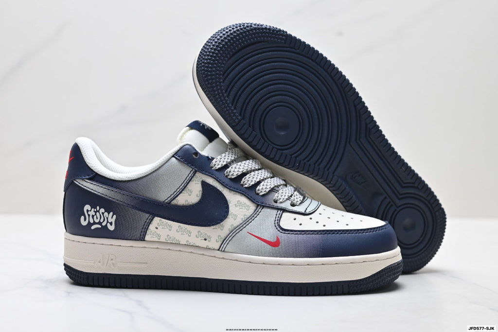 Nike Air Force 1 Low White Navy Blue Unisex Sneakers Style 10 detail view 6