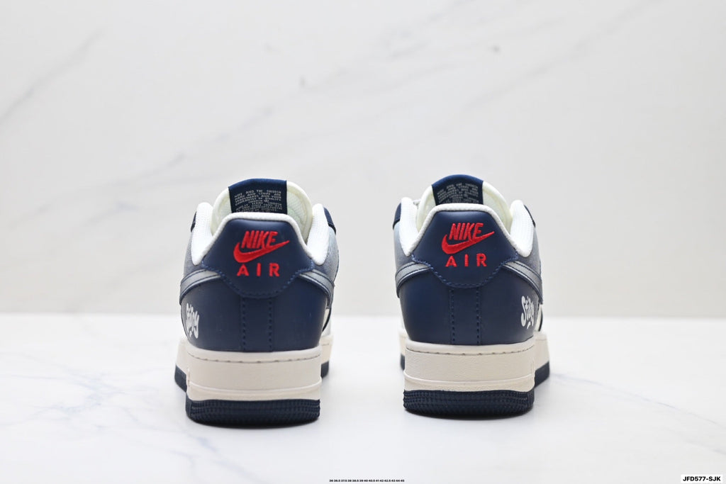 Nike Air Force 1 Low White Navy Blue Unisex Sneakers Style 10 detail view 7