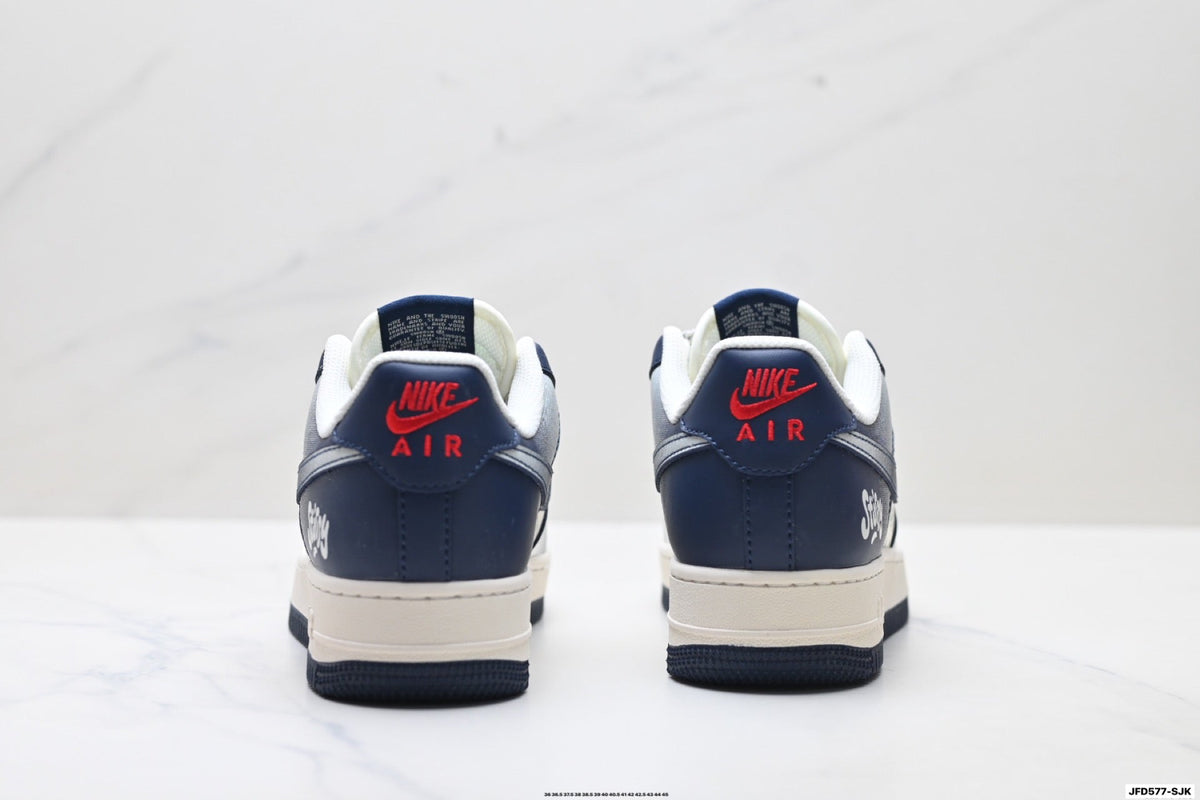Nike Air Force 1 Low White Navy Blue Unisex Sneakers Style 10 detail view 7