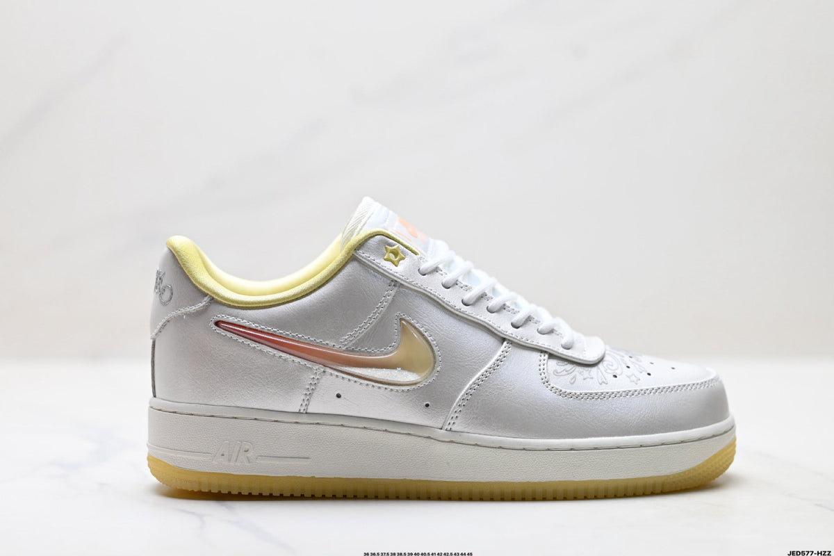 Nike Air Force 1 Low White Pale Yellow Unisex Sneakers Style 24 detail view 2