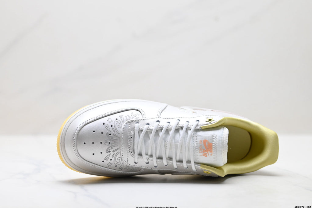 Nike Air Force 1 Low White Pale Yellow Unisex Sneakers Style 24 detail view 3