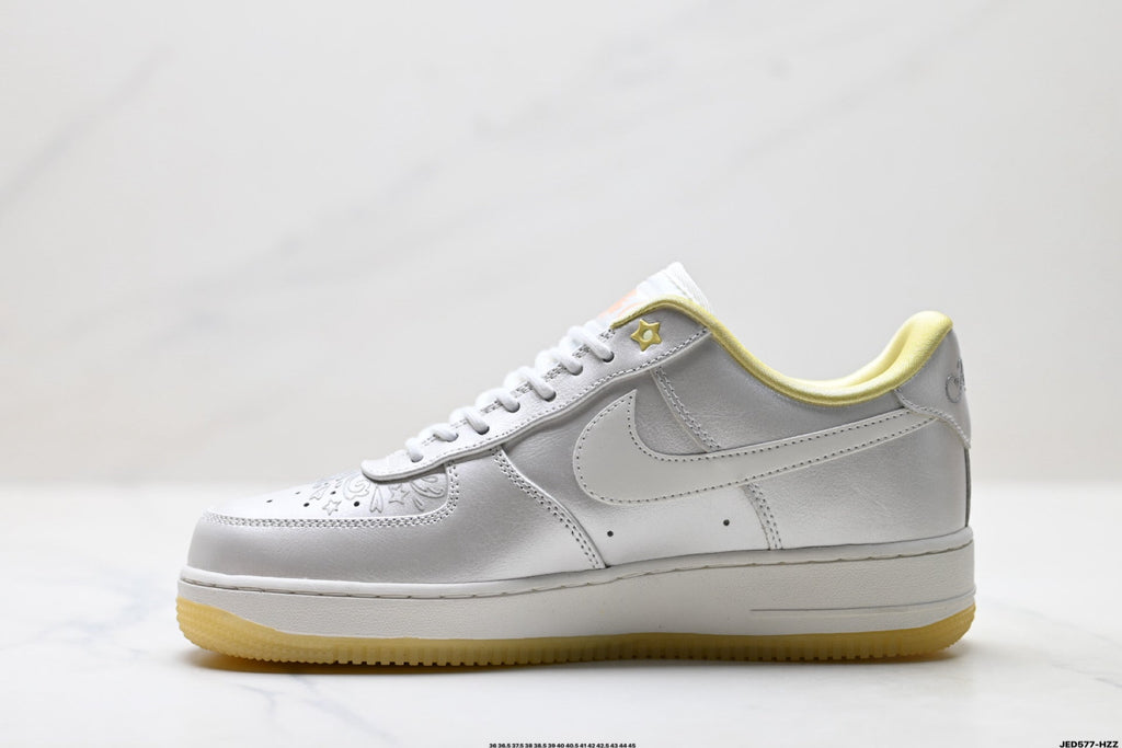 Nike Air Force 1 Low White Pale Yellow Unisex Sneakers Style 24 detail view 4