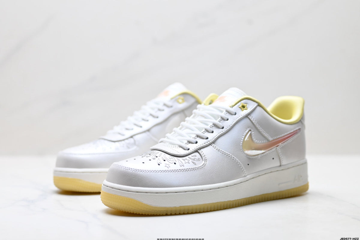 Nike Air Force 1 Low White Pale Yellow Unisex Sneakers Style 24 detail view 5