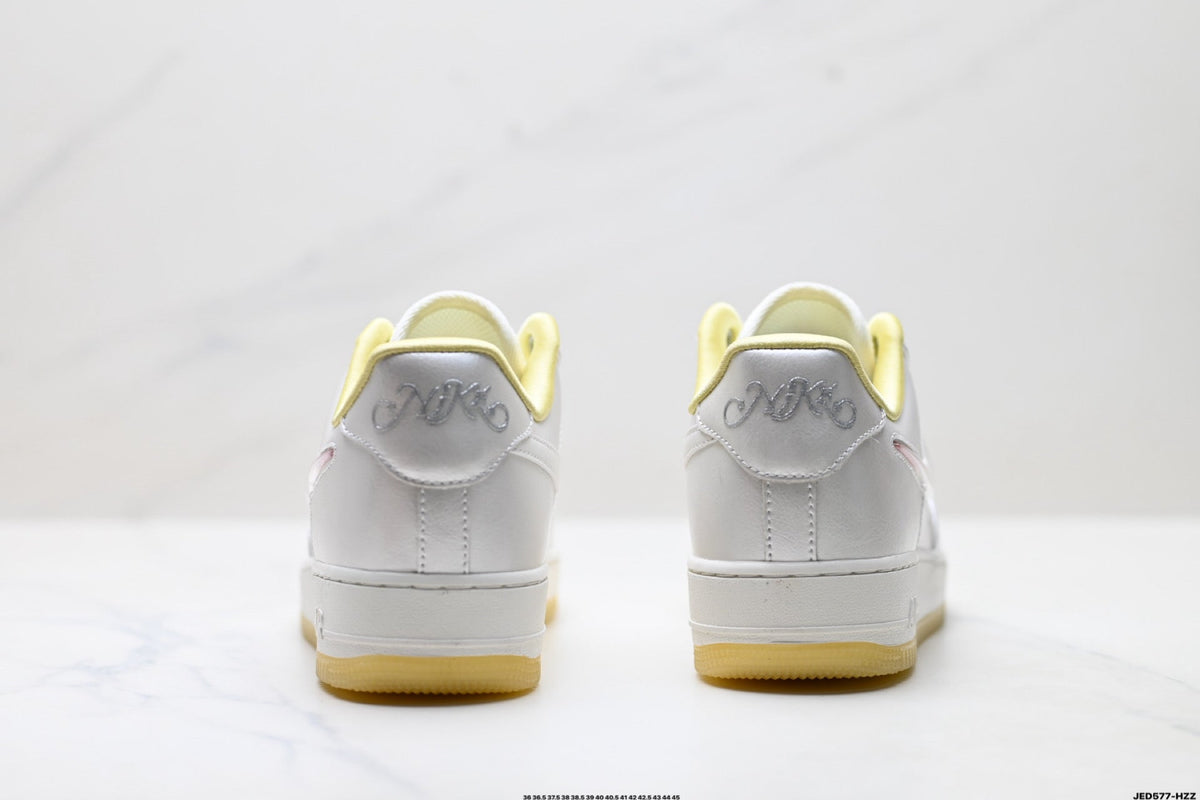 Nike Air Force 1 Low White Pale Yellow Unisex Sneakers Style 24 detail view 7