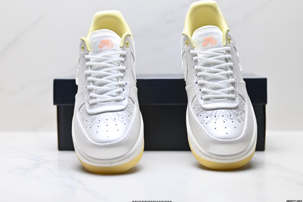 Nike Air Force 1 Low White Pale Yellow Unisex Sneakers Style 24 detail view 8