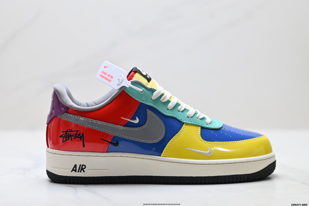 Nike Air Force 1 Low Yellow Blue Green Multicolor Unisex Sneakers Style 07 detail view 2