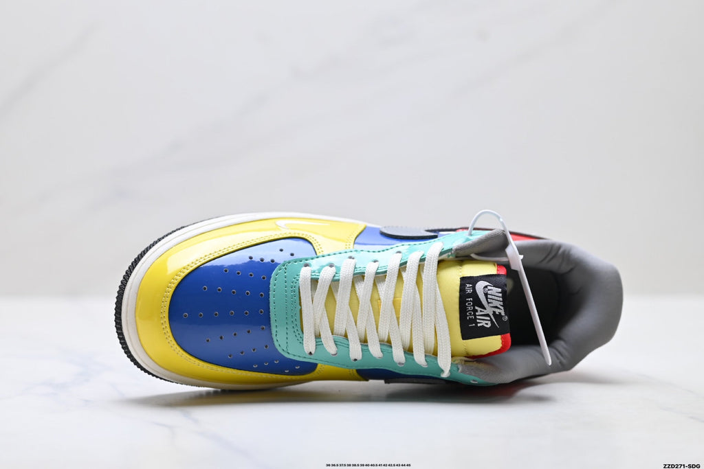 Nike Air Force 1 Low Yellow Blue Green Multicolor Unisex Sneakers Style 07 detail view 3