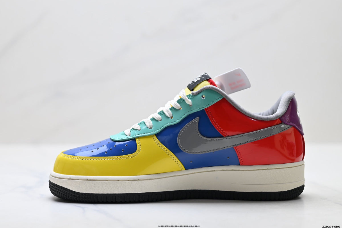 Nike Air Force 1 Low Yellow Blue Green Multicolor Unisex Sneakers Style 07 detail view 4
