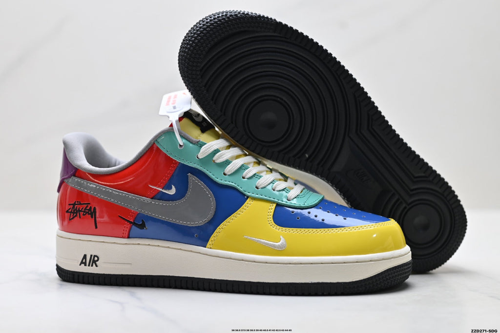 Nike Air Force 1 Low Yellow Blue Green Multicolor Unisex Sneakers Style 07 detail view 5