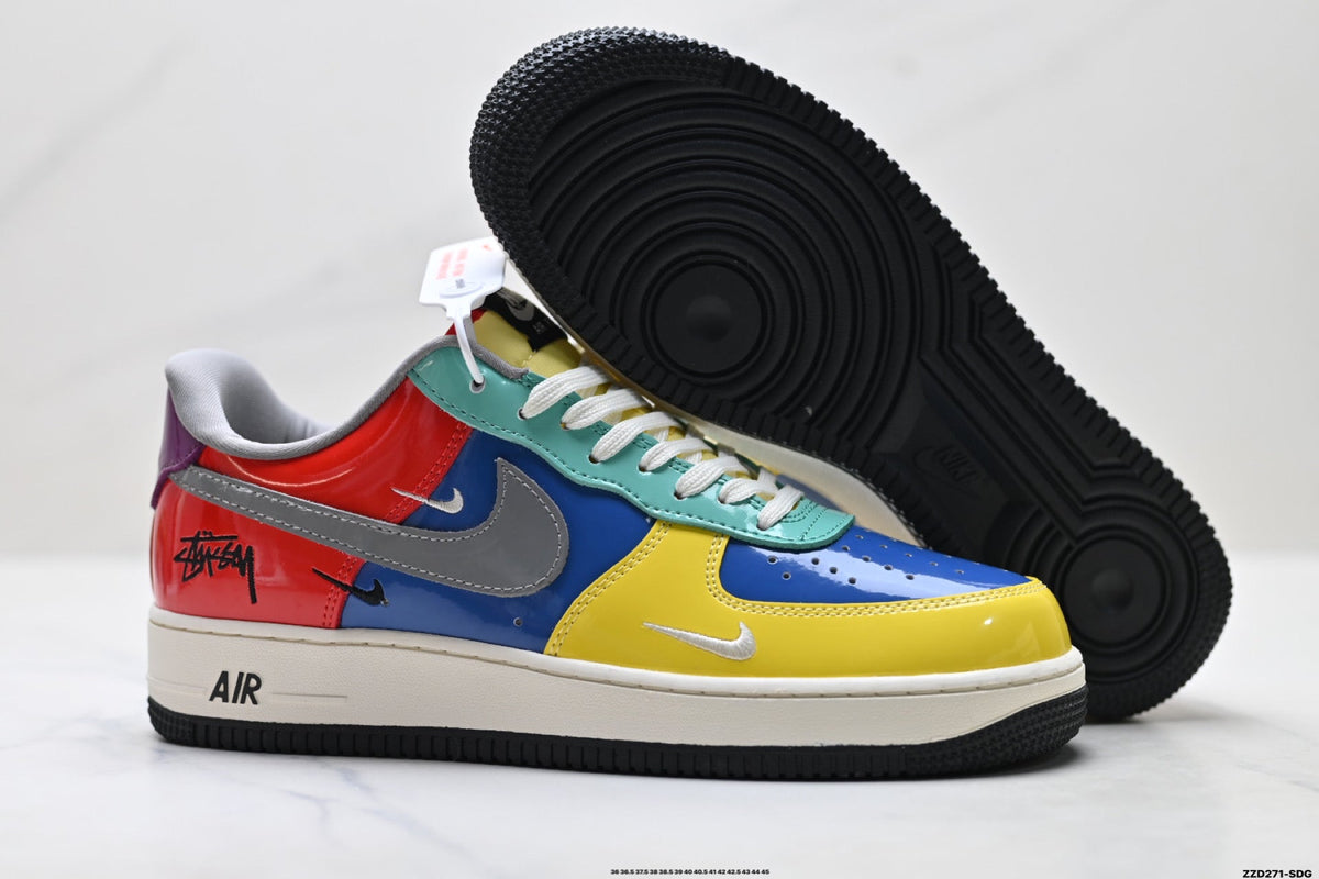 Nike Air Force 1 Low Yellow Blue Green Multicolor Unisex Sneakers Style 07 detail view 5