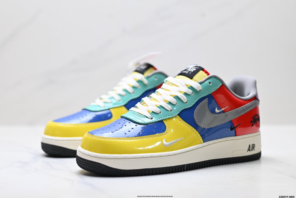 Nike Air Force 1 Low Yellow Blue Green Multicolor Unisex Sneakers Style 07 detail view 6