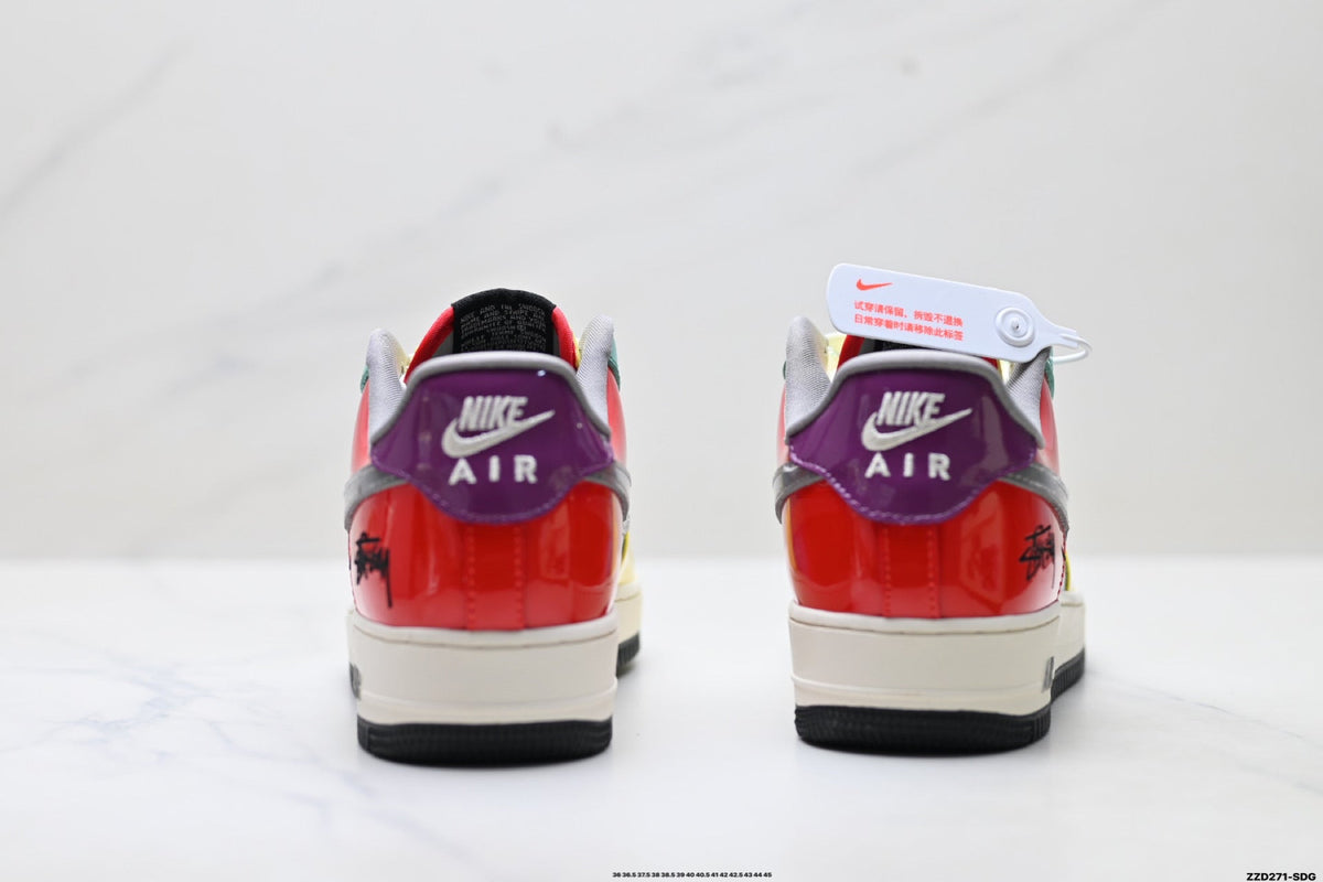 Nike Air Force 1 Low Yellow Blue Green Multicolor Unisex Sneakers Style 07 detail view 7