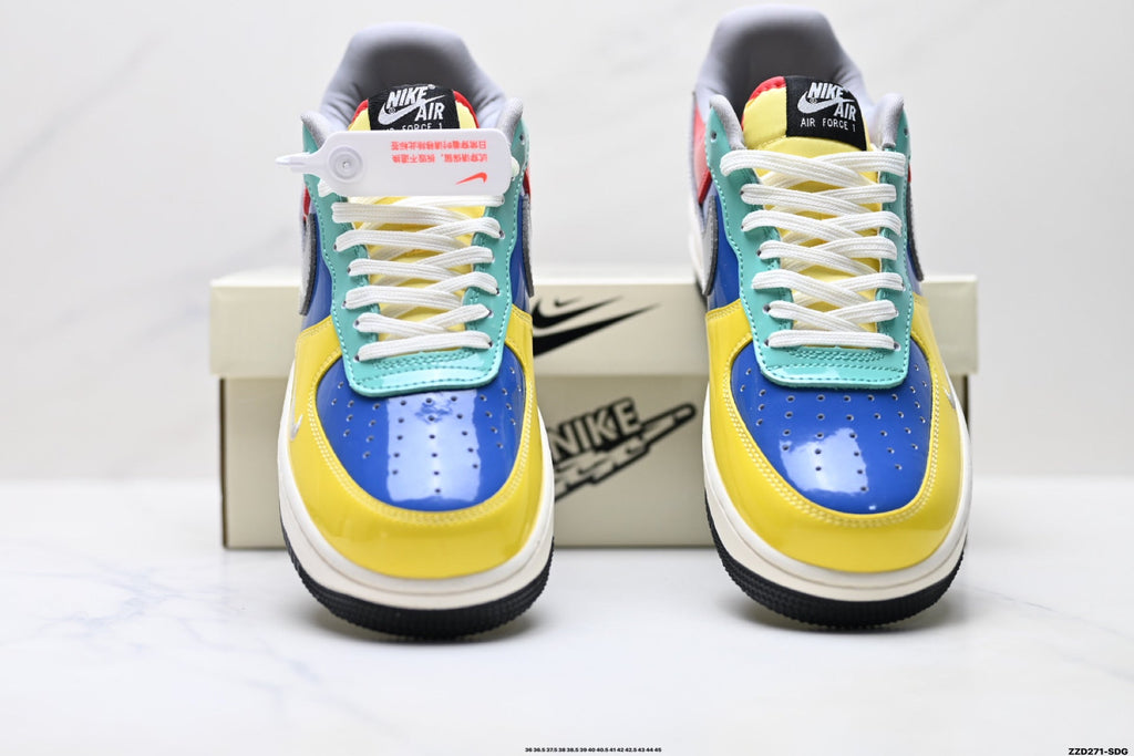 Nike Air Force 1 Low Yellow Blue Green Multicolor Unisex Sneakers Style 07 detail view 8