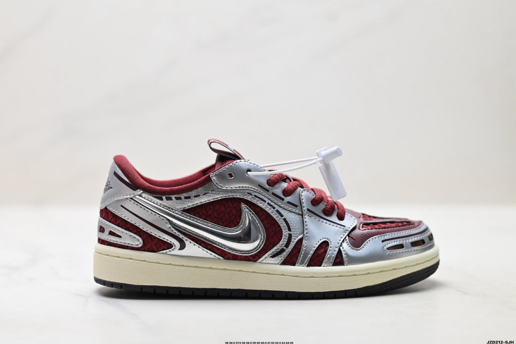 Nike Low-Top Sneakers Burgundy Silver Unisex Collaboration Edition Style 12 detail view 2
