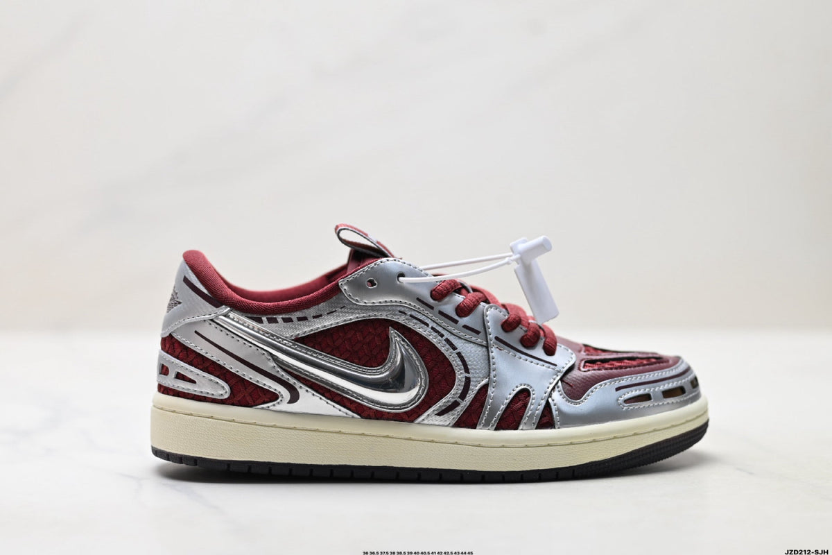 Nike Low-Top Sneakers Burgundy Silver Unisex Collaboration Edition Style 12 detail view 2