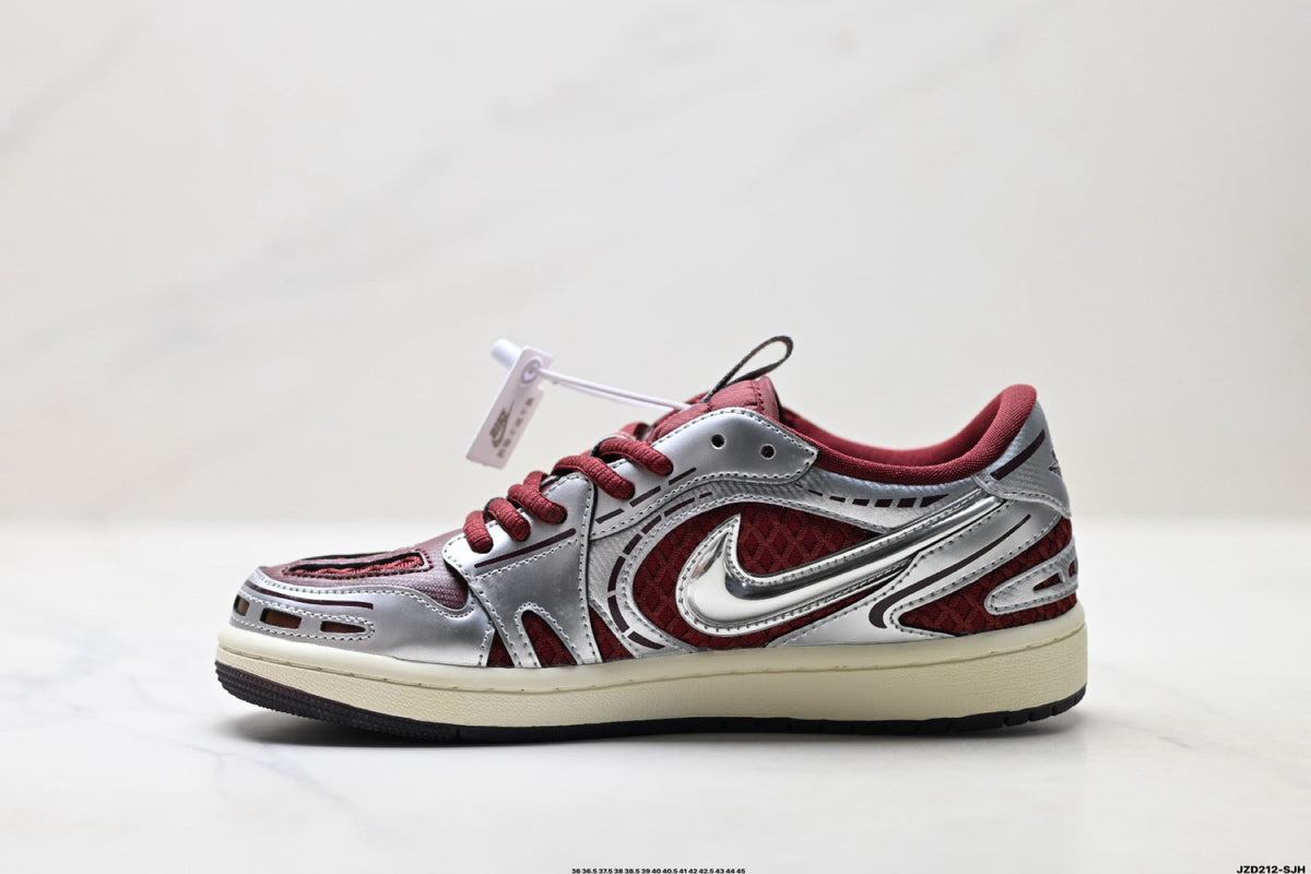 Nike Low-Top Sneakers Burgundy Silver Unisex Collaboration Edition Style 12 detail view 4
