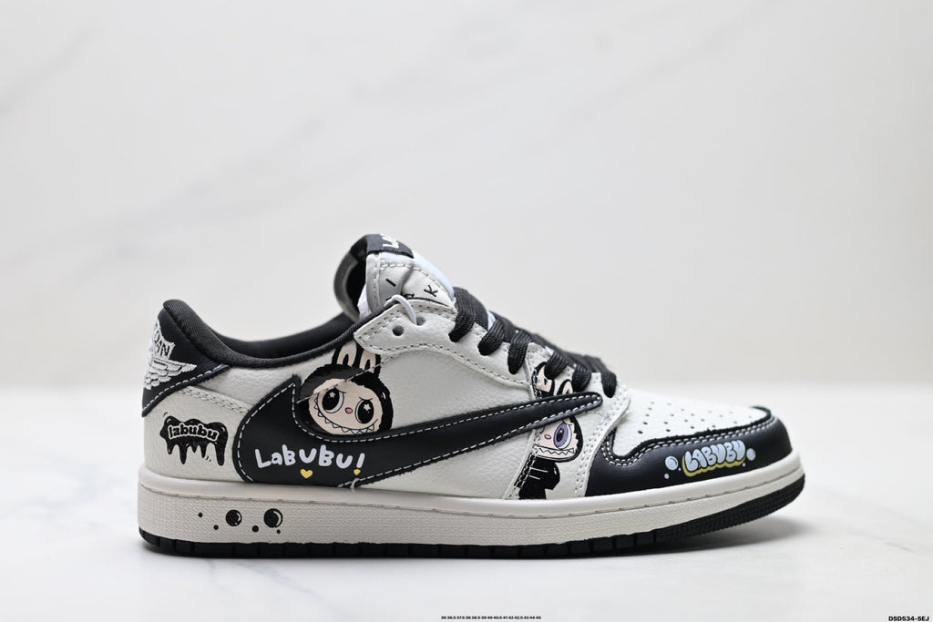 Nike Low-Top Sneakers White Black Cartoon Unisex Collaboration Edition Style 34 detail view 2