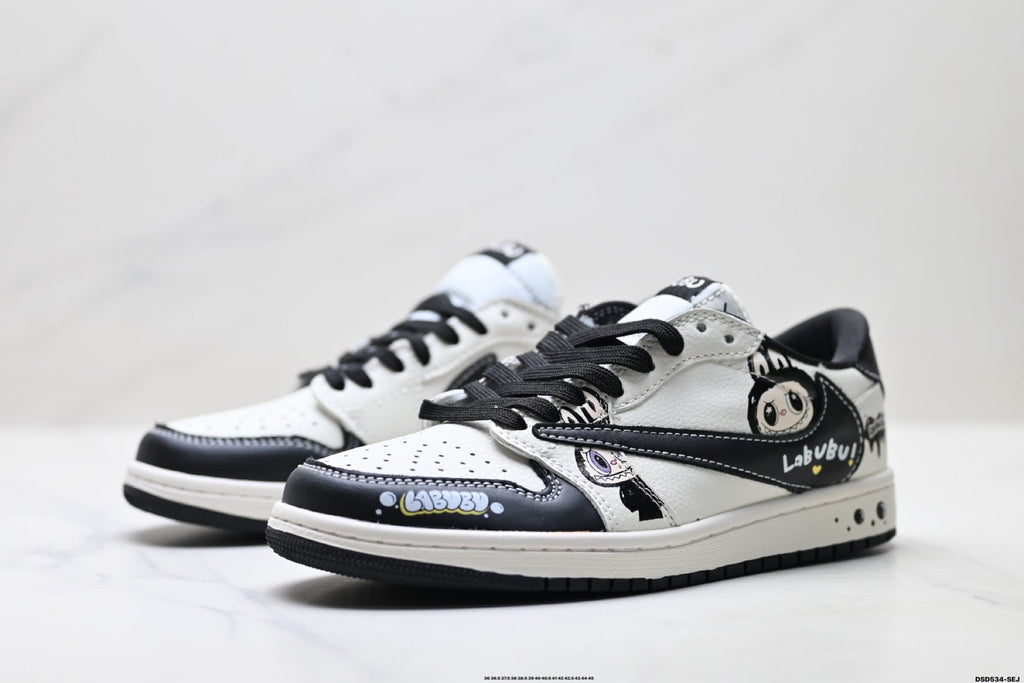Nike Low-Top Sneakers White Black Cartoon Unisex Collaboration Edition Style 34 detail view 5