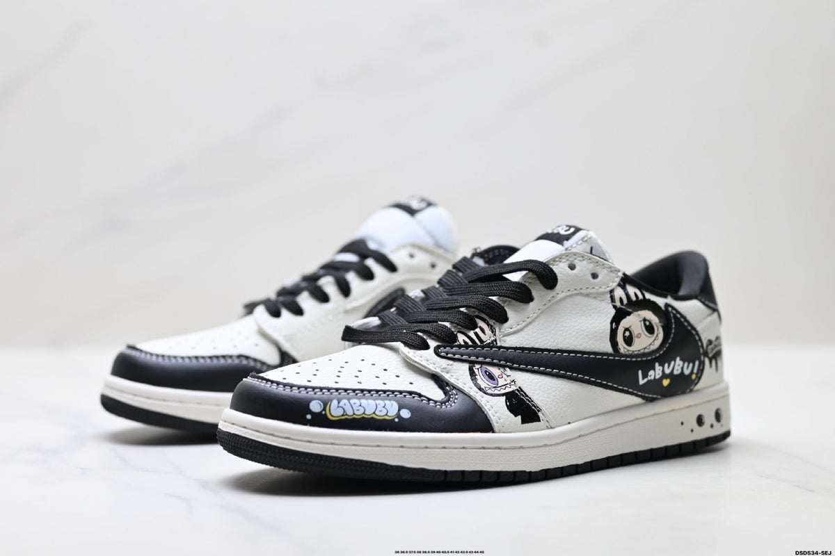 Nike Low-Top Sneakers White Black Cartoon Unisex Collaboration Edition Style 34 detail view 5