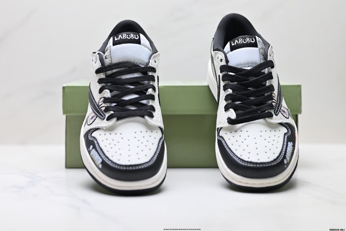 Nike Low-Top Sneakers White Black Cartoon Unisex Collaboration Edition Style 34 detail view 8