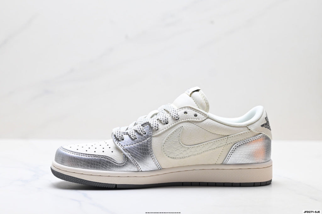 Nike Low-Top Sneakers White Silver Unisex Style 06 detail view 4
