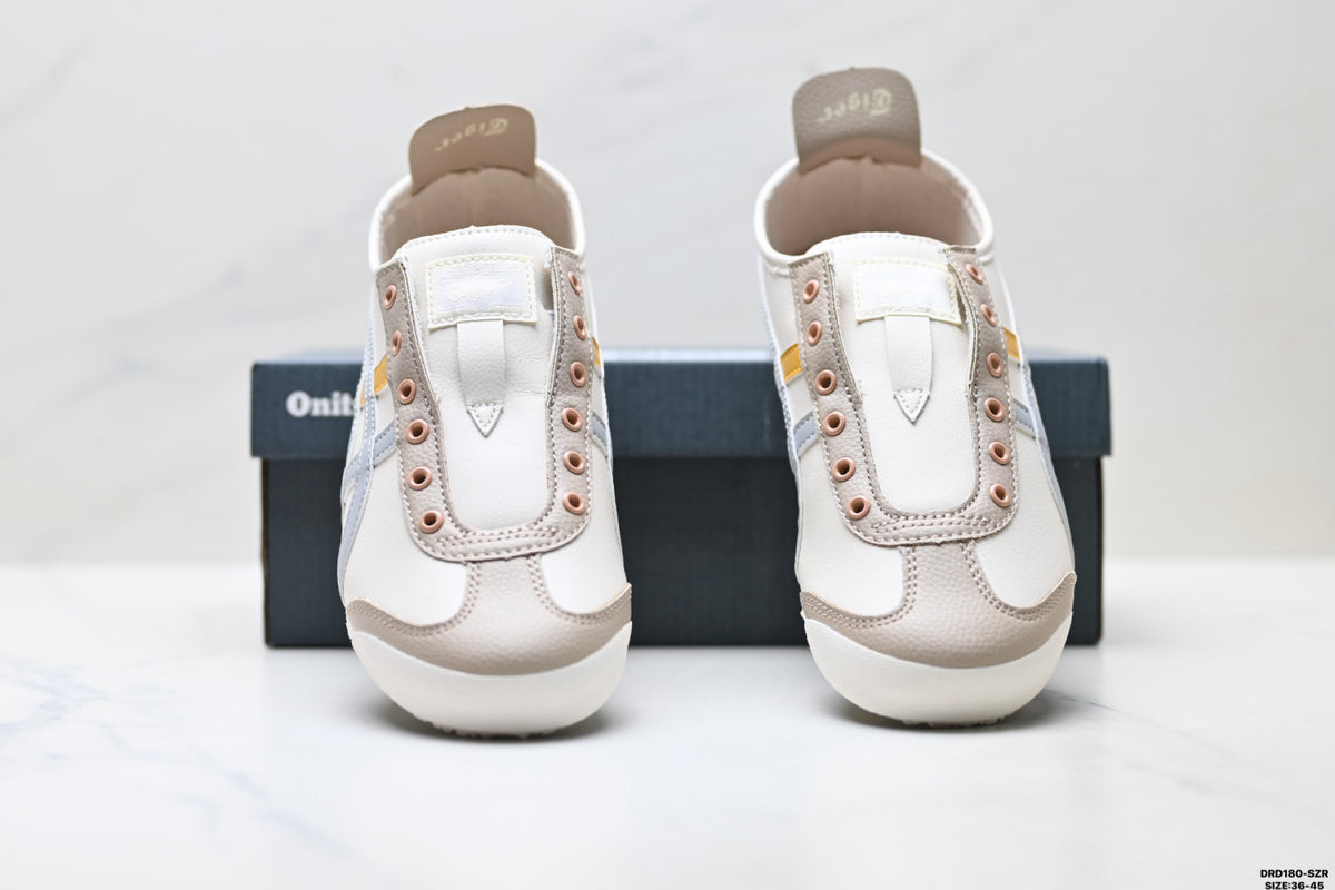 Onitsuka Tiger Retro Low Top Cream Silver Orange Unisex Shoes Style 15 detail view 8