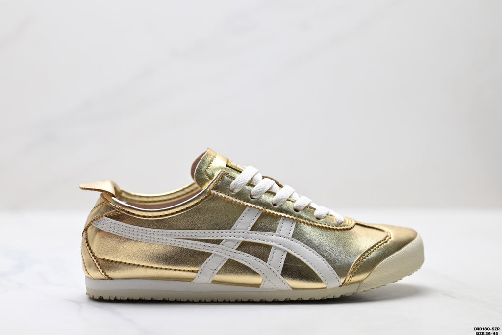 Onitsuka Tiger Retro Low Top Metallic Gold White Unisex Shoes Style 19 detail view 2