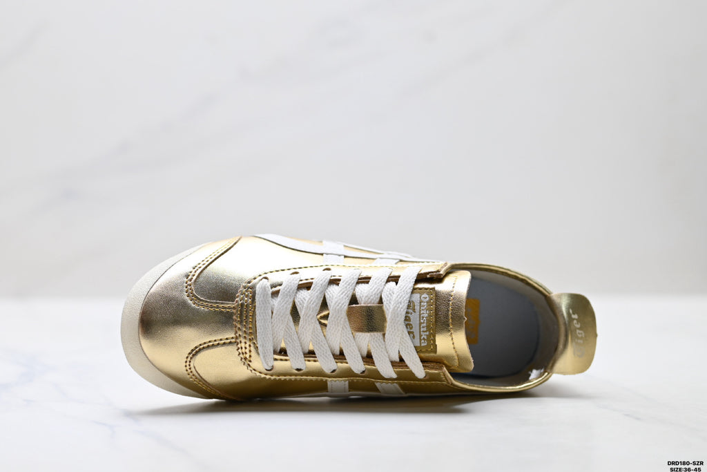 Onitsuka Tiger Retro Low Top Metallic Gold White Unisex Shoes Style 19 detail view 3