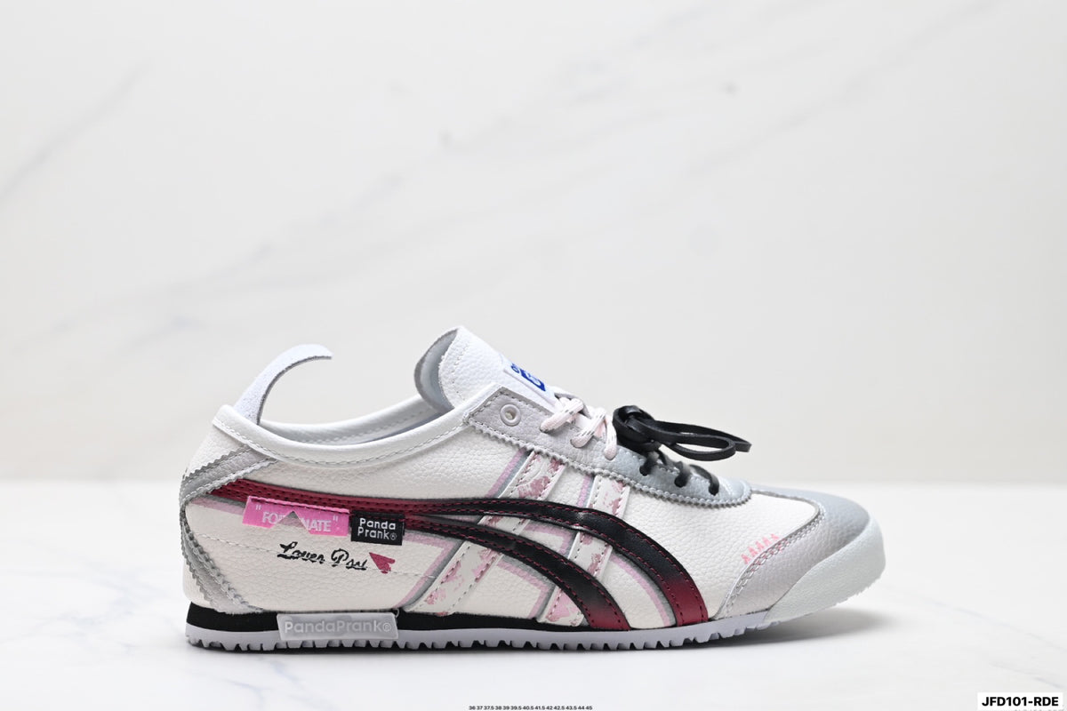 Onitsuka Tiger Retro Low Top White Black Burgundy Unisex Shoes Style 27 detail view 2