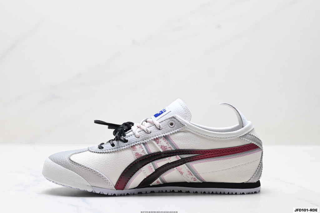 Onitsuka Tiger Retro Low Top White Black Burgundy Unisex Shoes Style 27 detail view 4