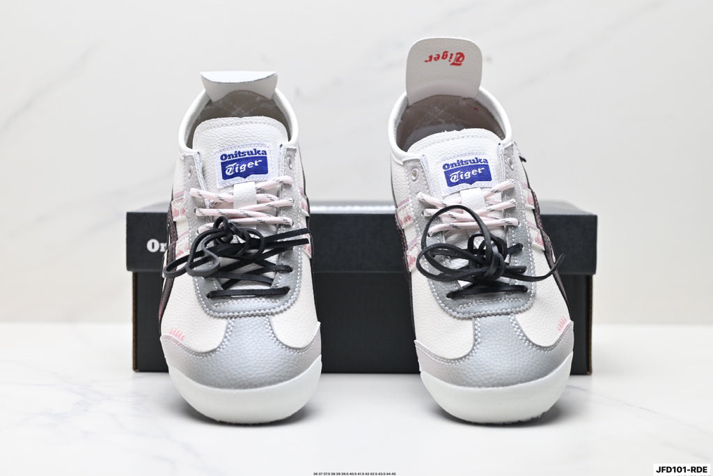 Onitsuka Tiger Retro Low Top White Black Burgundy Unisex Shoes Style 27 detail view 8
