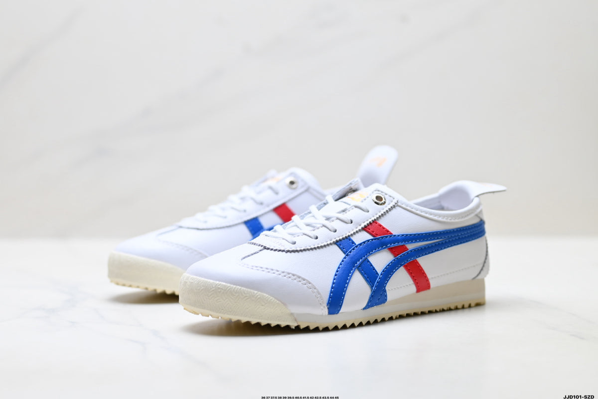 Onitsuka Tiger Retro Low Top White Blue Red Unisex Shoes Style 10 detail view 5