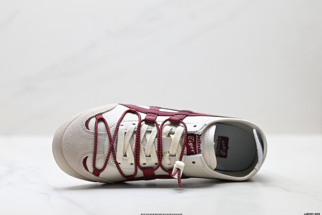 Onitsuka Tiger Retro Low Top White Burgundy Rope Lace Unisex Shoes Style 14 detail view 3