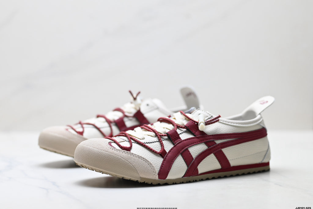 Onitsuka Tiger Retro Low Top White Burgundy Rope Lace Unisex Shoes Style 14 detail view 5