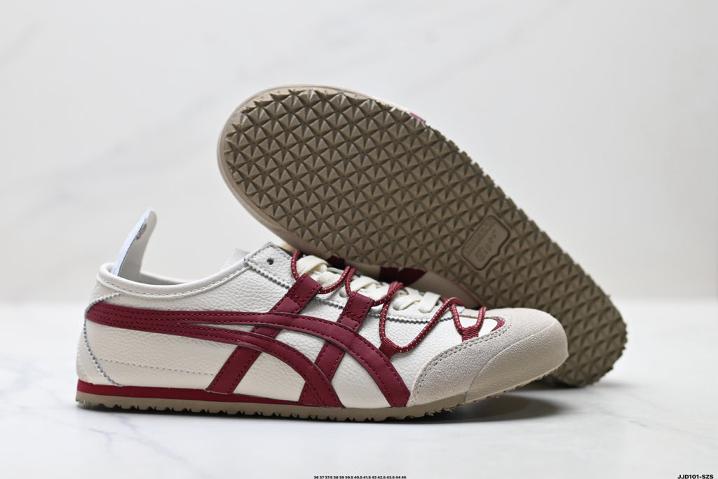 Onitsuka Tiger Retro Low Top White Burgundy Rope Lace Unisex Shoes Style 14 detail view 6
