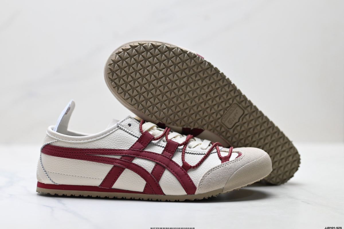 Onitsuka Tiger Retro Low Top White Burgundy Rope Lace Unisex Shoes Style 14 detail view 6