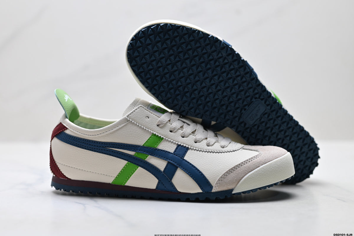 Onitsuka Tiger Retro Low Top White Navy Green Red Unisex Shoes Style 06 detail view 6