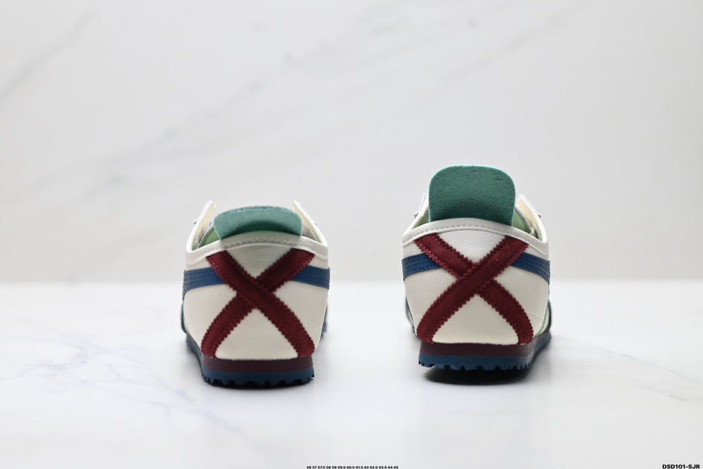 Onitsuka Tiger Retro Low Top White Navy Green Red Unisex Shoes Style 06 detail view 7