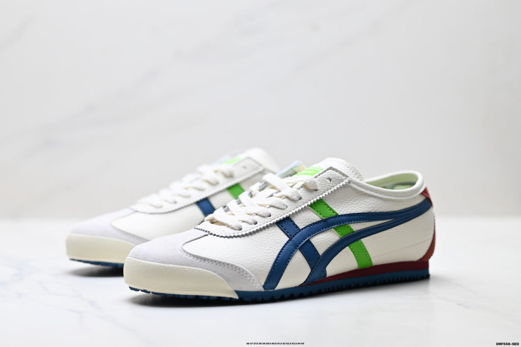 Onitsuka Tiger Retro Low Top White Navy Green Unisex Shoes Style 21 detail view 5