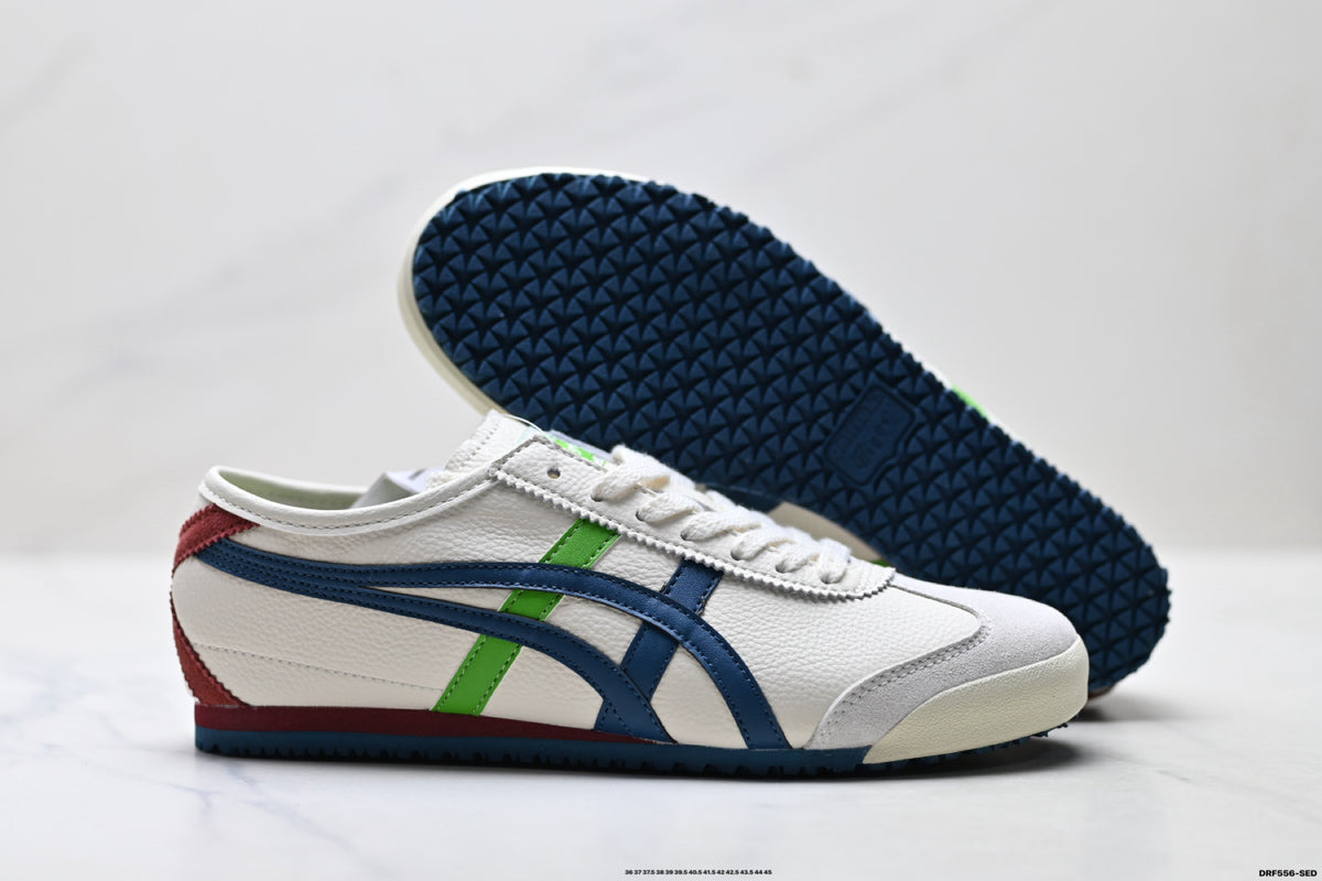 Onitsuka Tiger Retro Low Top White Navy Green Unisex Shoes Style 21 detail view 6