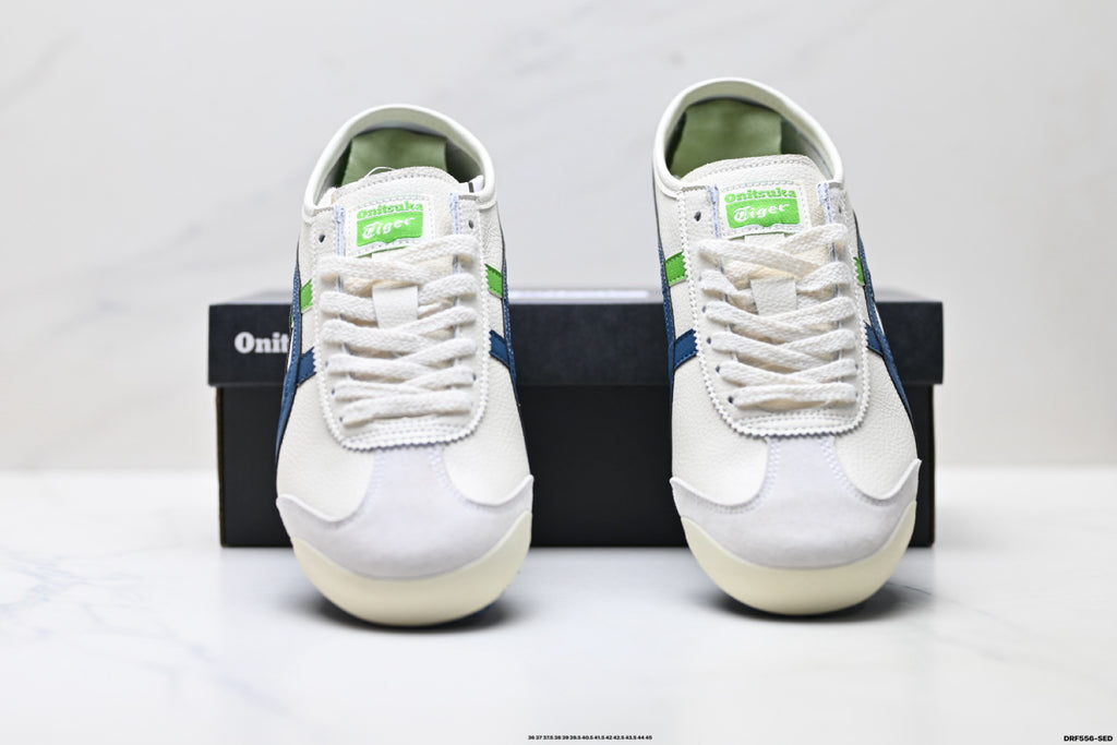 Onitsuka Tiger Retro Low Top White Navy Green Unisex Shoes Style 21 detail view 8